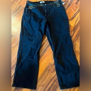 Abercrombie and fitch black denim with leather details